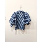 Gracia NWT Sheer Polka Dot 3/4 Puff Sleeve Button Up Blouse Blue Women's Size S Photo 2