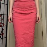 2B Clothing Bright Neon Hot Pink Coral Pencil Midi Skirt | Photo 3