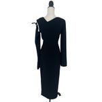 Nanushka Black Weslyn Asymmetric Wrap Maxi Dress w/ Cutout in Boucle Photo 14