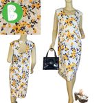 J. PETERMAN WHITE, YELLOW & BLUE FLORAL PATTERN COTTON SHEATH DRESS (12) Photo 1