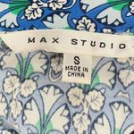 Max Studio S Blue Green Floral Border Hem Tie Waist Collared Dress Size Small Photo 11