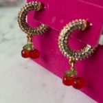 Kurt Geiger NWOT  Gold and Red Cherry Hoop Earrings Photo 4