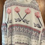 Vintage Chic Cream and Pink Floral Sweater Size L Photo 0