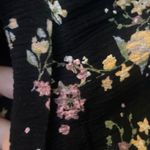 Gypsies & Moondust  Collared Button Up Blouse Tie Front Black Floral Size Large Photo 2