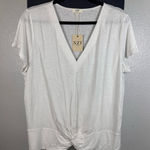 Nic+Zoe  White Twist Front V-Neck Tee Photo 0