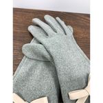 2 Chic Women's Gray Fabric Touch Screen Vinyl Trim Bow Gloves Size Medium Gray Photo 4