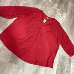 Avenue  Women's Red Solid V-Neck Long‎ Sleeve Pullover Blouse Size 22/24 C-0086 Photo 0
