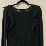Rachel Parcell Black Pointelle Ruffle Lacy Knit Pullover Sweater, Size XL Photo 9
