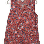 J. Jill Love Linen Tank Top Womens Medium Peach Floral Print Pockets Resort Wear Orange Photo 0
