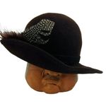 Vintage Geo W Bollman Lords Chocolate Doeskin Felt Wool Hat Feather Photo 7
