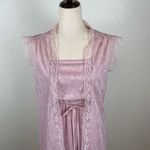 Vintage 2 piece rose print lace knit maxi dress womens *6 pink SoftGirl Coquette Photo 8