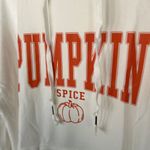 Boutique Women’s White Pumpkin Spice Distressed Hoodie Sweater size Large Photo 7