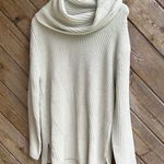 DKNY Donna Karen New York ivory silver sparkle long cowl neck sweater size large Photo 0