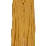 7115 BY SZEKI Wide Legged Linen Cotton Jumpsuit in Golden Yellow Photo 7