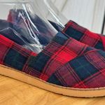 Toms  Tartan‎ Plaid Flannel Alpargata Slip On Flats Shoes Red Blue 9 Photo 7