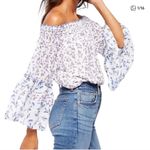 Free People  S Rose Valley Off Shoulder Top Purple Ditzy Floral Oversized Sleeve Photo 0