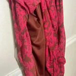 Torrid Womens 1 Smocked Maxi Dress Red Leaf Pattern Babydoll Empire Flowy Photo 4