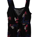 Torrid 00 (XL) Floral Ruched Tank Top Black Pink Empire Waist Sleeveless Plus Photo 0