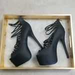 Pazzle 🖤Size 10 Black Platform Zip back heels Photo 5