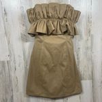 DO+BE Aviana Faux Leather Ruffled Mini Dress Tan Size S NWT Party Going Out Photo 1
