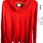 Anthropologie Maeve Womens Sweater Winterscape Cowl Neck Peplum XL Orange Photo 0