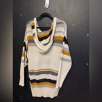 Maurice's  V-Neck Cable Knit Sweater with Cream, Gray, and Gold Stripes Size 2X Photo 2