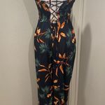 Forever 21  F21 Navy Blue Tropical Floral Bird of Paradise Halter Jumpsuit - S Photo 1