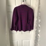 Sandro womens size L blazer jacket purple black striped stretch cropped Photo 5
