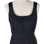 Eccoci Black Silk Sleeveless Sheath Dress 6 Black Lined Zip Scoop Neck Midi Photo 1