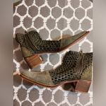 Free People  Suede Leather Boots Olive Woven Ankle Boots side zip US 8-8.5 EU 39 Photo 1