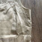 Vintage ‘90s Pearl Beaded Embroidered Silky Ivory Short Sleeve Fitted Top Sz S White Photo 2