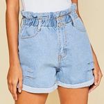 Princess Polly Aaron & Amber paper bag denim distressed mom shorts Photo 0