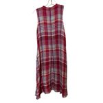 Maeve Anthropologie Plaid Hi Low Swing Dress Pink Blue Sleeveless V Neck XS Photo 4