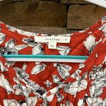 Fun 2 Fun size small Maley relaxed summer floral blouse v-neck red orange white Photo 2