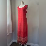 Jane Ashley Vintage ‘90s  Coral Embroidered Hem Scoop Neck Sleeveless Maxi Dress Photo 1