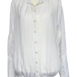 Johnny Was  White Embroidered Long Sleeve Sheer‎ Blouse Sz M Photo 0