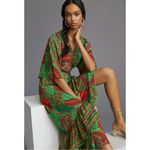 Farm Rio Tropical Bohemian Flutter Sleeve Wrap Maxi Dress Size Medium Photo 16