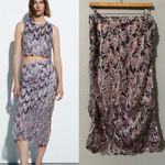 ZARA Metallic Multicolored Luxury Sequin High Waisted Skirt Scalloped Hem Sz S Photo 1