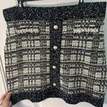 Cache Caché Tweed Glitter Knit Pearl Embellished Faux Pocket Trimming Skirt Sz Large Photo 0
