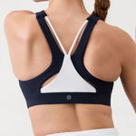 ATHLETA Flex Spacer Bra NWT Navy White D/DD Size M Photo 1