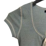 Patty Boutik Blue Lace Up Short Sleeve Blouse Size Small Contrast Stitching y2k Photo 1