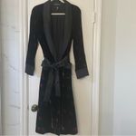 Victoria's Secret VICTORIA’S SECRET NWOT Velvet Floral Robe with Satin Trim Black Small Photo 6