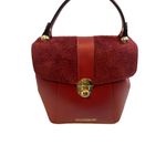 Viola Castelani red ruby leather handbag backpack 548098 made in Italy N… Photo 6