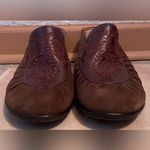 Sofft Brown Suede Slip On Mules Maroon Paisley Design Leather Onlay Women's; 9.5 Photo 1