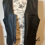HARLEY DAVIDSON OFFICIAL WOMEN’S BLACK LEATHER SIDE TIES FULL ZIP VEST SIZE LG Photo 10