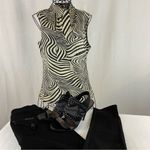 Vintage Y2K Jaipur Zebra Print Sparkle Sleeveless Mobwife Top Women’s Size Large Black Photo 11