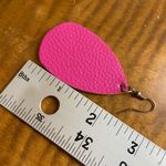 Handmade Pink Teardrop Earrings Faux Leather Dangle Photo 4