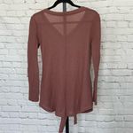 None Dusty Rose Thermal Knit Front Tie Long Sleeve Size Small Photo 1