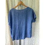 L.L.Bean 100% Linen Scoop Neck Open Chest Pocket Pull Over Tunic Blouse L Photo 3