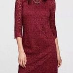 Garnet Hill  Burgundy Bell Sleeve Lace Overlay Cocktail Dress Size 04 Photo 0